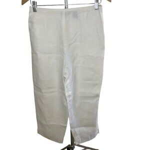 Mureli White Linen Pull On Elastic Waist Lagenlook Pants Sz M